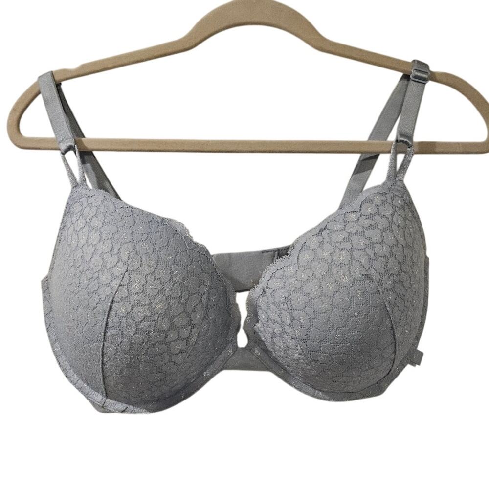 Victoria’s Secret Push Up Bra 34DDD Light Blue Lace Underwire Plunge Sexy